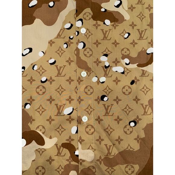 Louis Vuitton Desert Camo DNA Long Sleeve Logo Monogram Button Up Down Shirt S - Picture 5 of 16